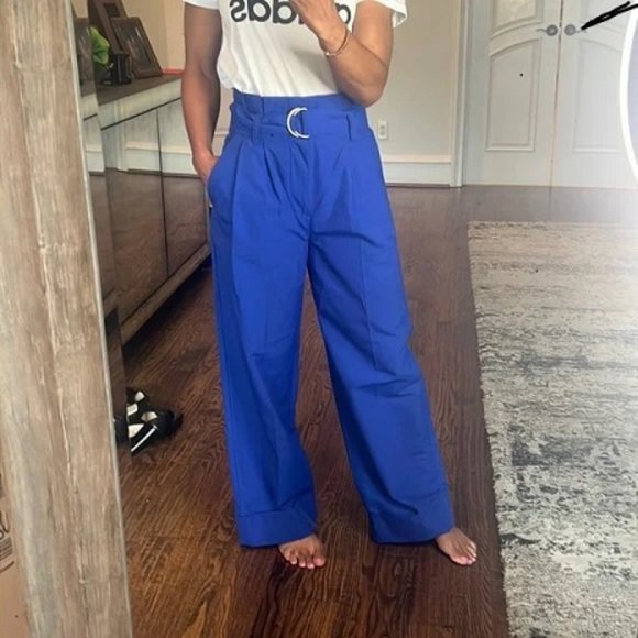 Banana Republic Pants - Banana Republic Wide Leg Paperbag Voltage Blue Trousers Size 10